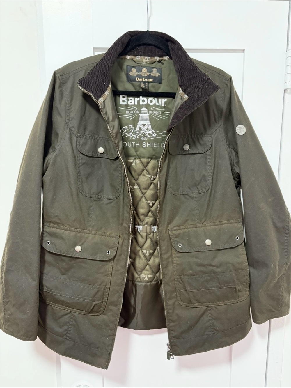 Barbour Olive Green Quilted-Lined Field Jacket